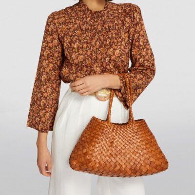 DRAGON DIFFUSION Large Leather Woven Santa Croce Tote Bag - Image 5