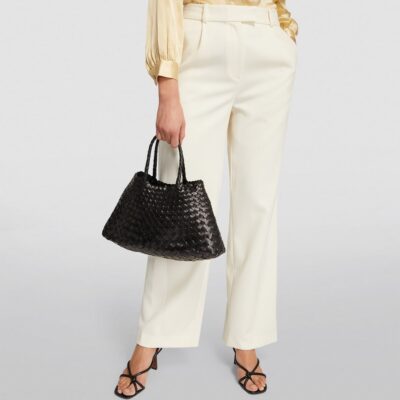 DRAGON DIFFUSION Small Leather Woven Santa Croce Tote Bag - Image 4