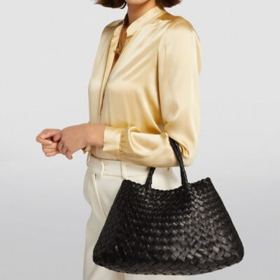DRAGON DIFFUSION Small Leather Woven Santa Croce Tote Bag - Image 5