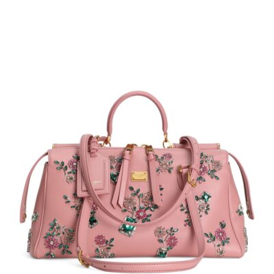 Dolce&Gabbana Calfskin Embellished Vittoria Shoulder Bag - Image 5
