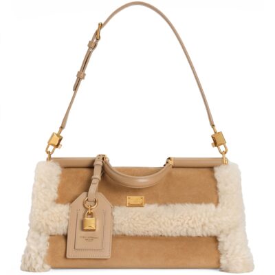 Dolce&Gabbana Calfskin Fur-Trim My Sicily Top-Handle Bag - Image 1