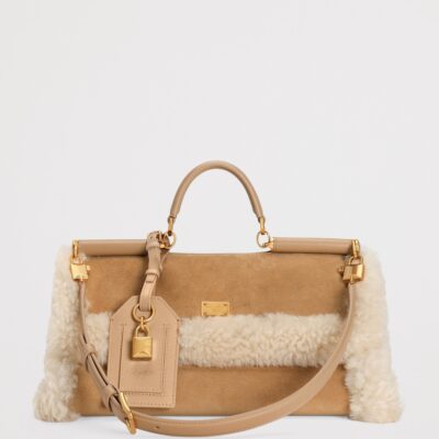 Dolce&Gabbana Calfskin Fur-Trim My Sicily Top-Handle Bag - Image 2