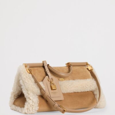 Dolce&Gabbana Calfskin Fur-Trim My Sicily Top-Handle Bag - Image 4
