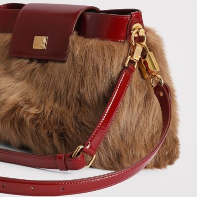 Dolce&Gabbana Fur and Leather Vittoria Shoulder Bag - Image 4