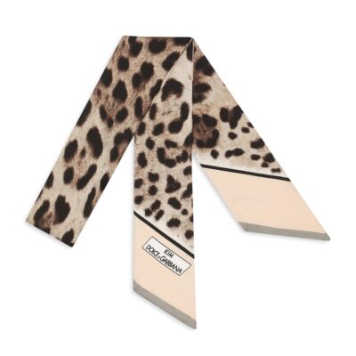Dolce&Gabbana KIM DOLCE&GABBANA Leopard Print Twill Headscarf - Image 3