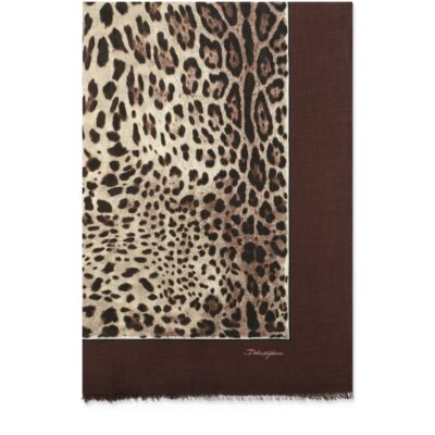 Dolce&Gabbana KIM DOLCE&GABBANA Leopard Print Cashmere and Modal Scarf - Image 5