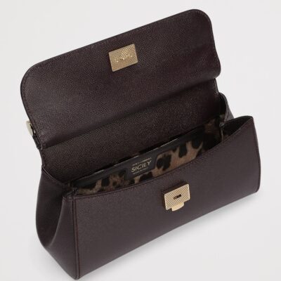 Dolce&Gabbana Leather Sicily Top-Handle Bag - Image 5