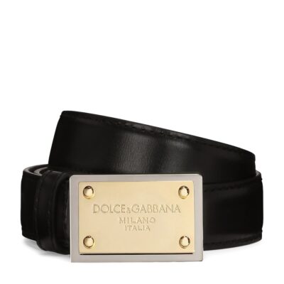 Dolce&Gabbana Thin Leather DG Buckle Belt - Image 1