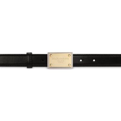 Dolce&Gabbana Thin Leather DG Buckle Belt - Image 2