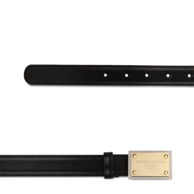 Dolce&Gabbana Thin Leather DG Buckle Belt - Image 4