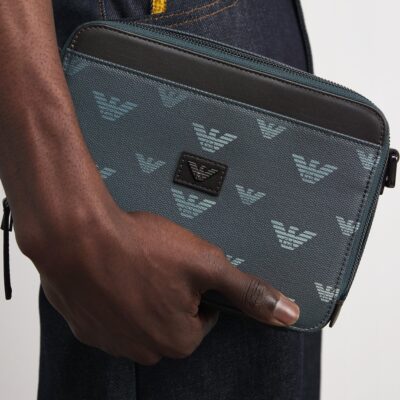 Emporio Armani Coated Canvas Eagle Cross-Body Bag - Image 2