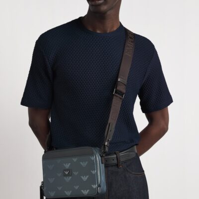 Emporio Armani Coated Canvas Eagle Cross-Body Bag - Image 4