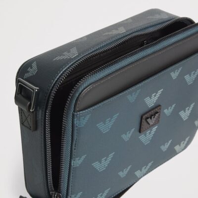 Emporio Armani Coated Canvas Eagle Cross-Body Bag - Image 5