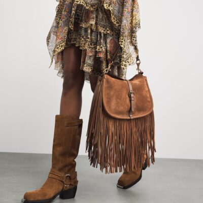 Etro Medium Suede Fringed Pony Shoulder Bag - Image 2