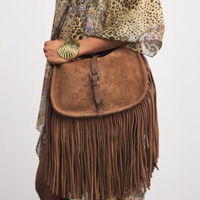Etro Medium Suede Fringed Pony Shoulder Bag - Image 4