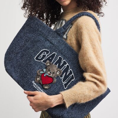 GANNI Medium Tweed Bear Tote Bag - Image 2