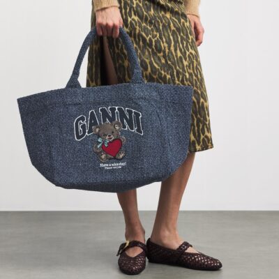 GANNI Medium Tweed Bear Tote Bag - Image 4