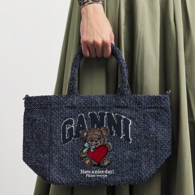 GANNI Small Tweed Bear Tote Bag - Image 4