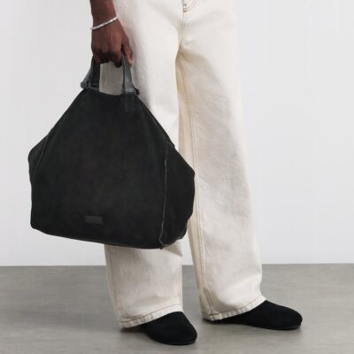 Giorgio Armani Suede Leather-Trim Tote Bag - Image 5