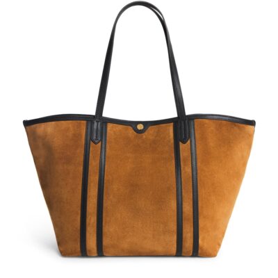 Harrods Suede Leather-Trim Tote Bag - Image 1