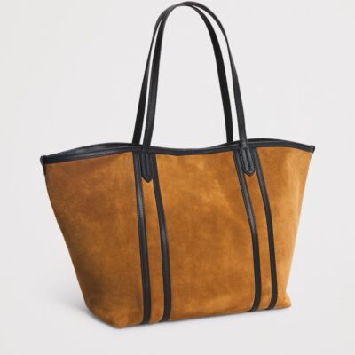 Harrods Suede Leather-Trim Tote Bag - Image 3