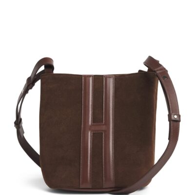 Harrods x Tusting Small Suede H Cross-Body Bag - Image 1
