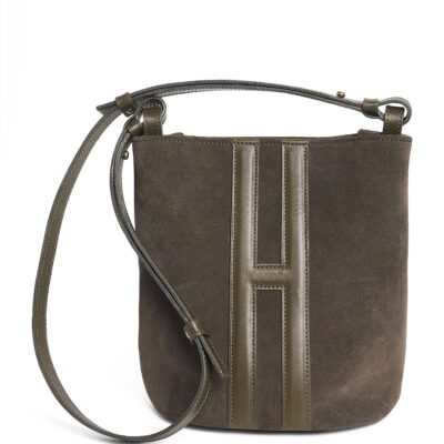 Harrods x Tusting Small Suede H Cross-Body Bag - Image 1