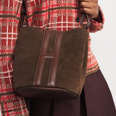 Harrods x Tusting Small Suede H Cross-Body Bag - Image 2