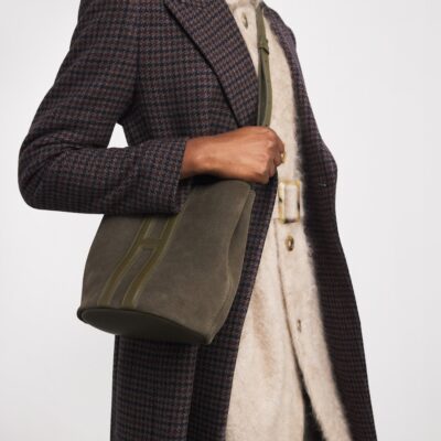 Harrods x Tusting Small Suede H Cross-Body Bag - Image 5