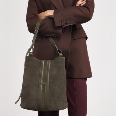Harrods x Tusting Suede H Tote Bag - Image 2