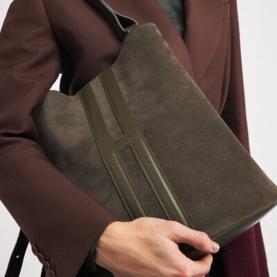 Harrods x Tusting Suede H Tote Bag - Image 5